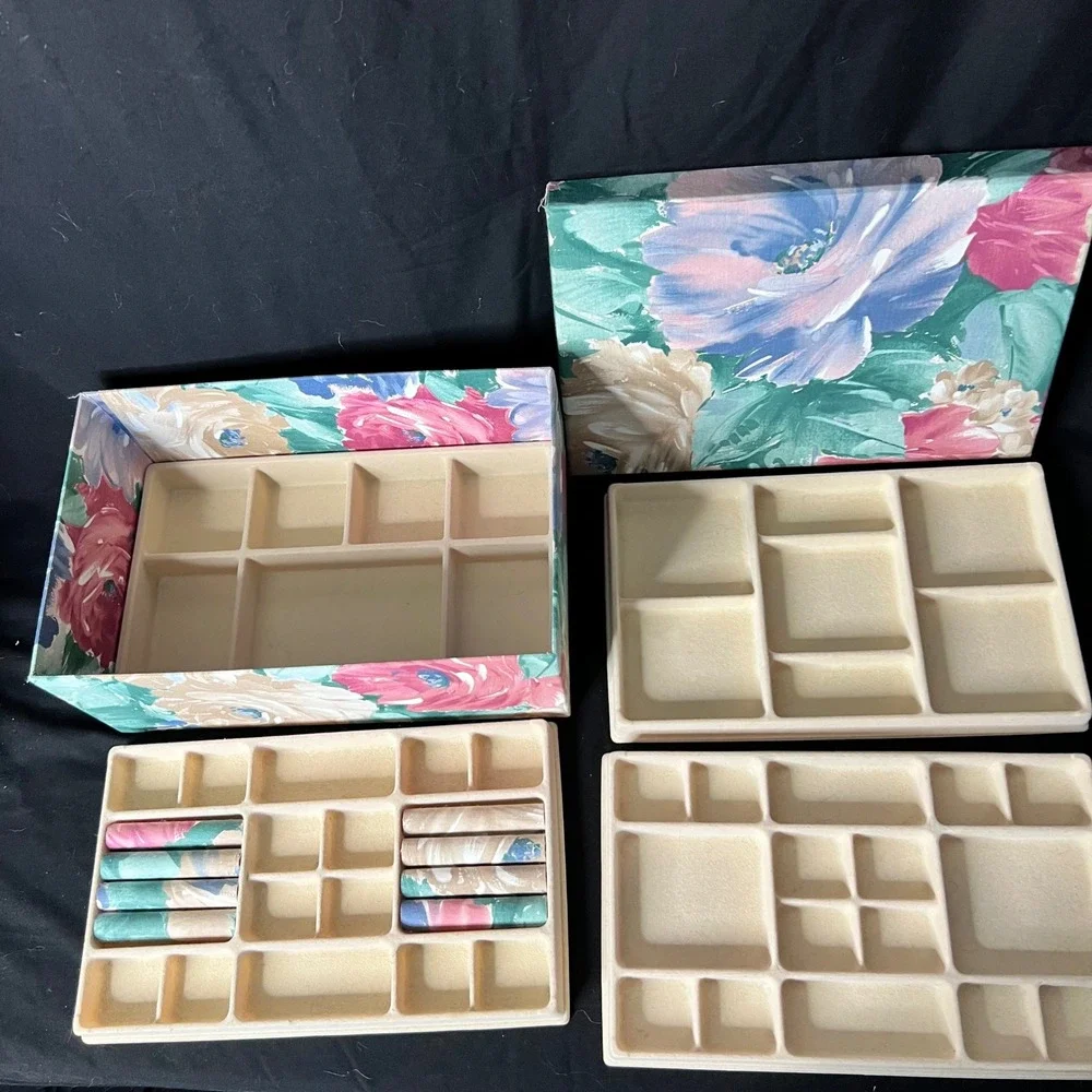 Vintage Floral Fabric Covered Jewelry Box \ Cottagecore Grandma